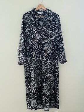 Bella Dahl Women Animal Print Shirt Dress Sleeveless Collared Tencel Size Small